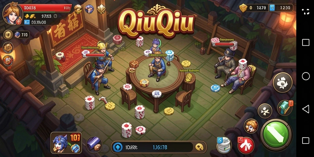 Tampilan gameplay seru dari ID678 yang menampilkan kartu-kartu QiuQiu.