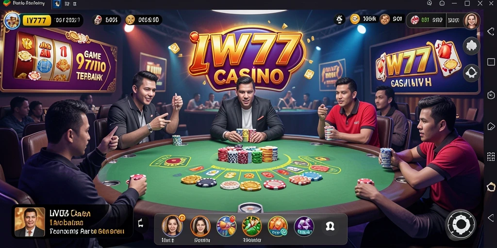 Shot dari gameplay IW777 yang menampilkan dealer langsung dalam suasana kasino.