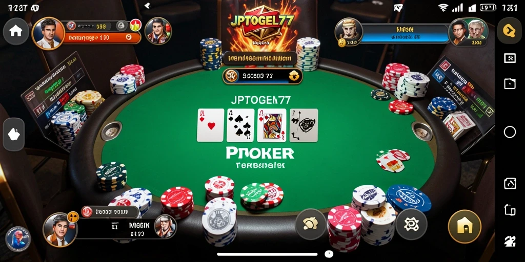 Screenshot gameplay JPTOGEL77 menampilkan suasana seru permainan Poker.