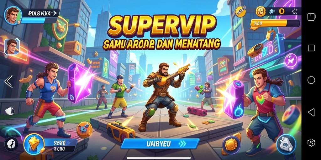 Tampilan gameplay SUPERVIP yang seru dan menantang.